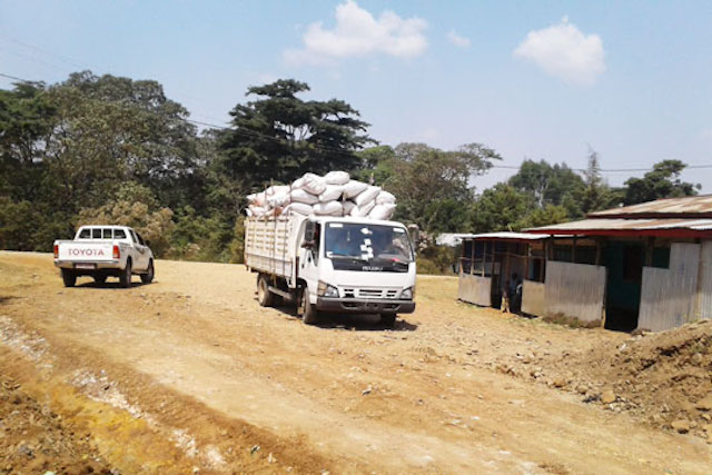 Coffee husk is transported to nearby coffee cooperatives to be used as mulch. 