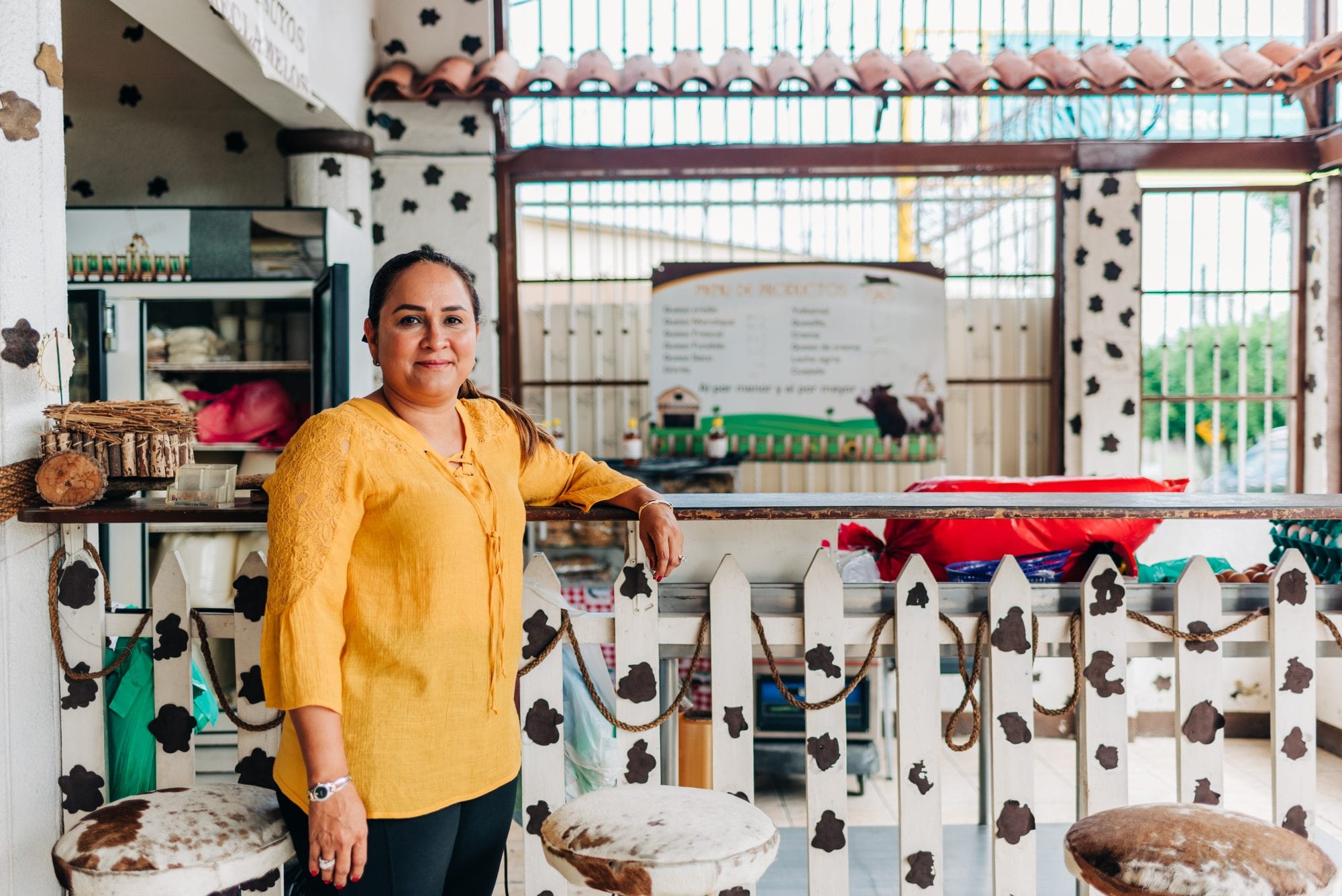 Social impact entrepreneur, Idalia Medina, stands in her shop in Managua, Nicaragua