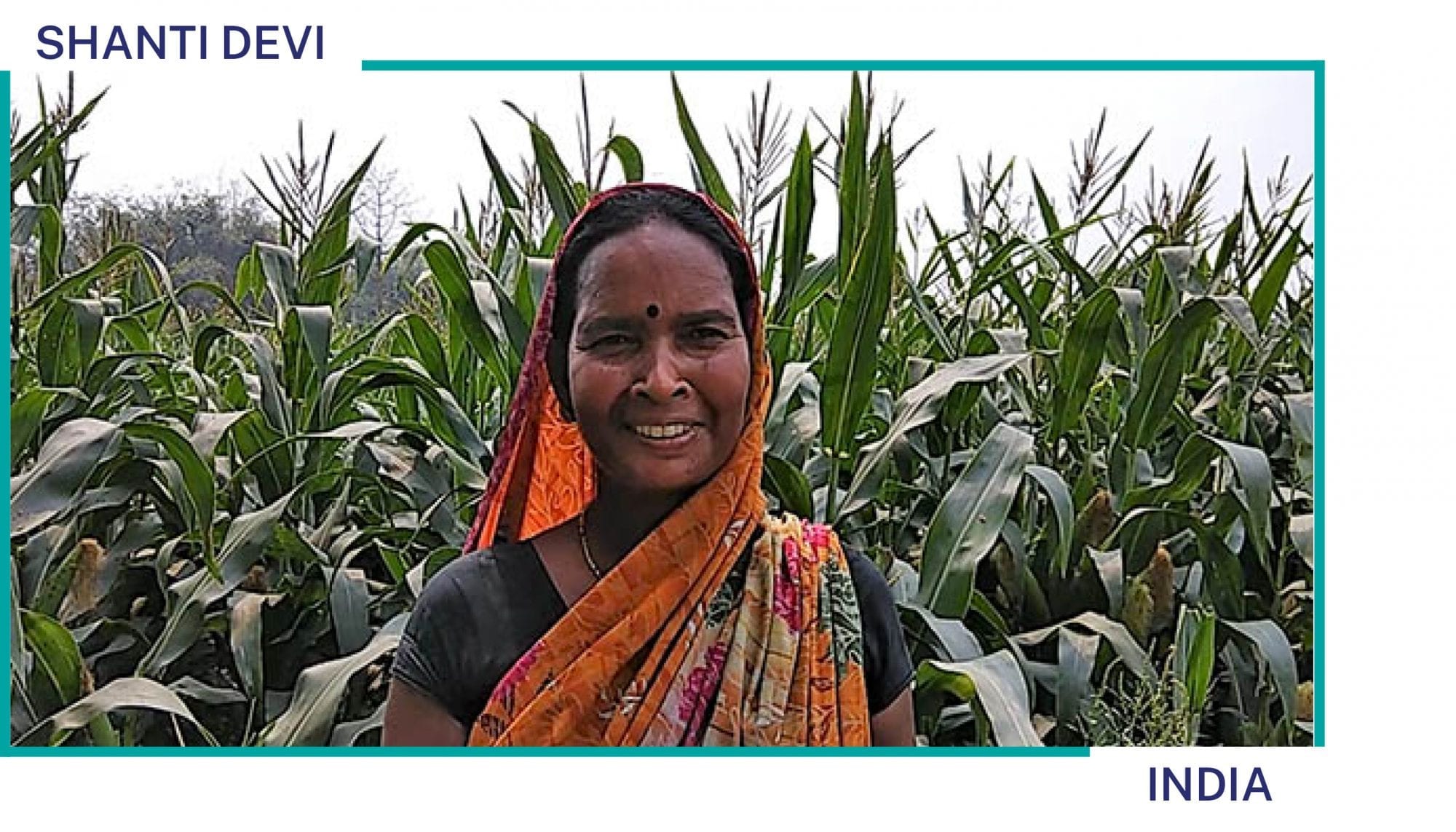 Shanti Devi stands on her farm in India
