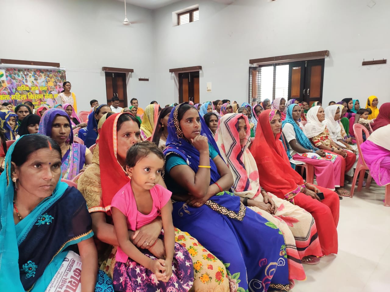 Women gather for the annual general meeting of Ekta Mahila Kisan Sewa Mandal, a women-led FPC in Bahraich district, Uttar Pradesh, India