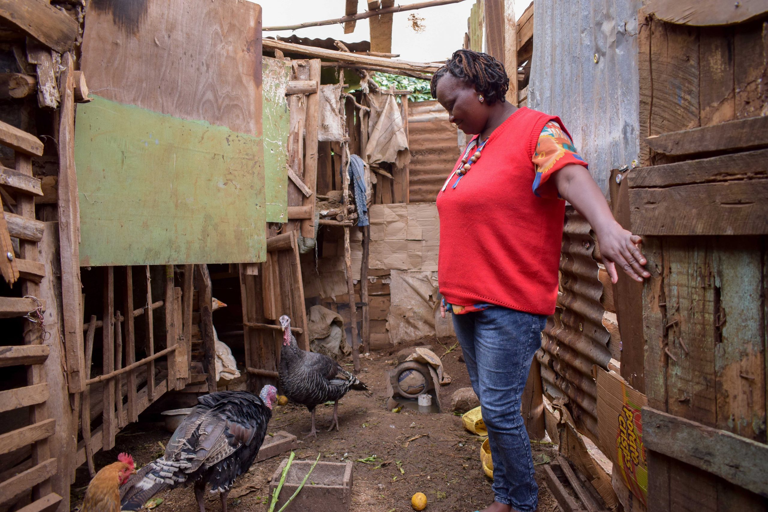 Cecelia Njeru with turkeys she bought with the loan from 4G Capital to increase her revenue stream
