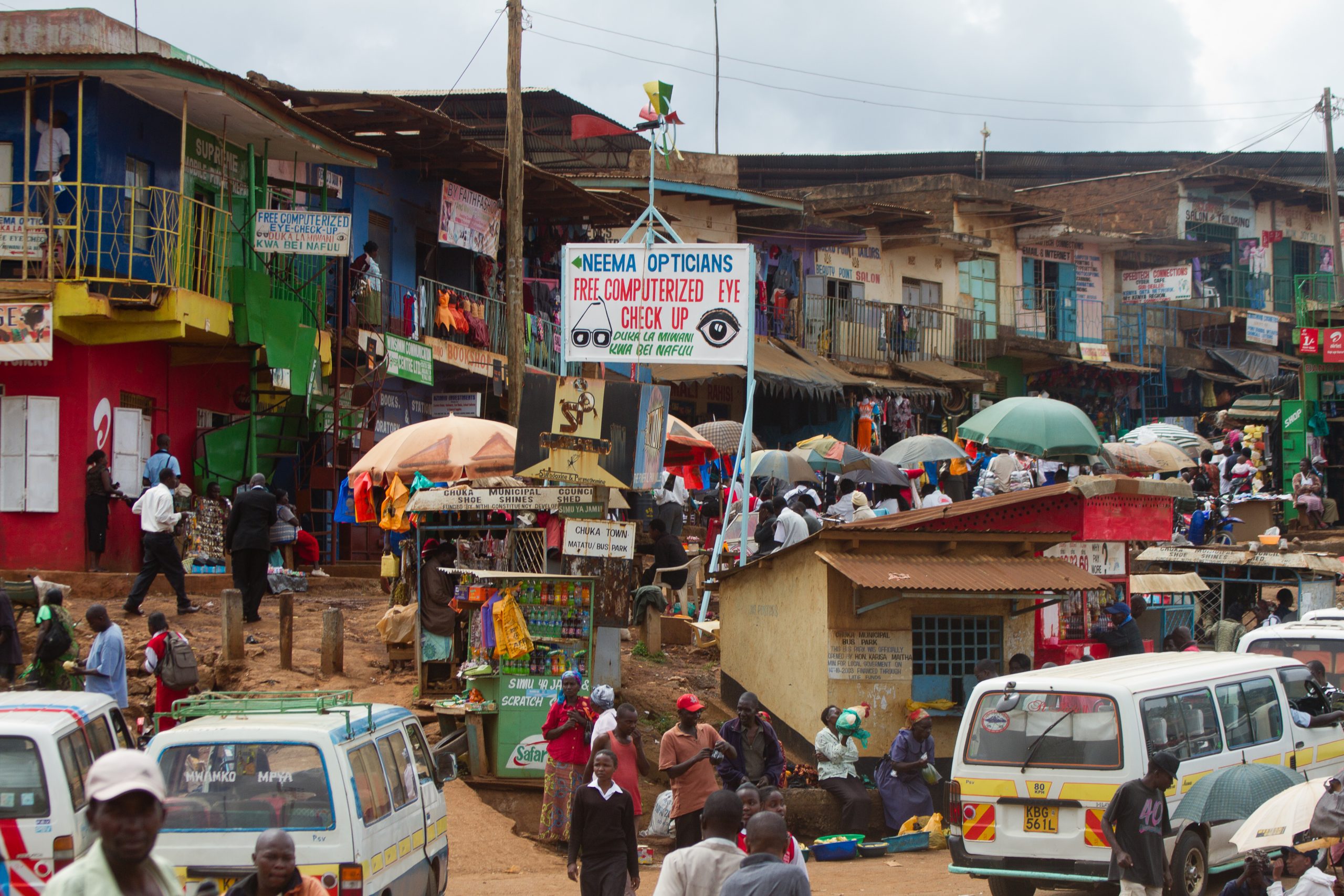 A busy street scene in Nairobi, Kenya