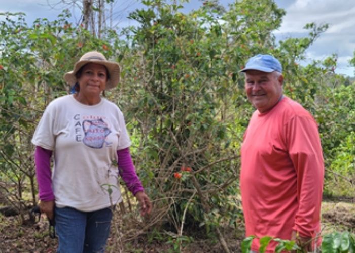 Elisa Alicea Sanchez and Javier Hernandez Velez, Puerto Rican farmers learning more sustainable and regenerative agricultural practices.