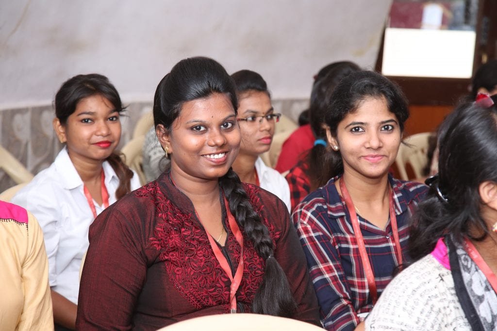 Young people participate in a TechnoServe youth employment program in India.