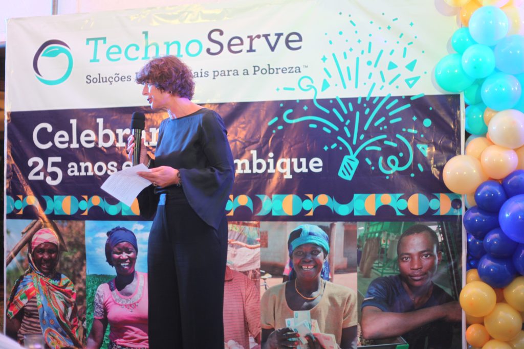 Her Excellency Elsbeth Akkerman, Ambassador of the Kingdom of the Netherlands, speaking at TechnoServe's 25th-anniversary event in Mozambique. 
