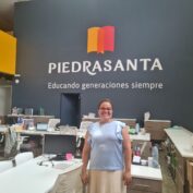 Yara Tobar stands in Piedrasanta, her bookstore and publishing business in Guatemala City, Guatemala. (TechnoServe)