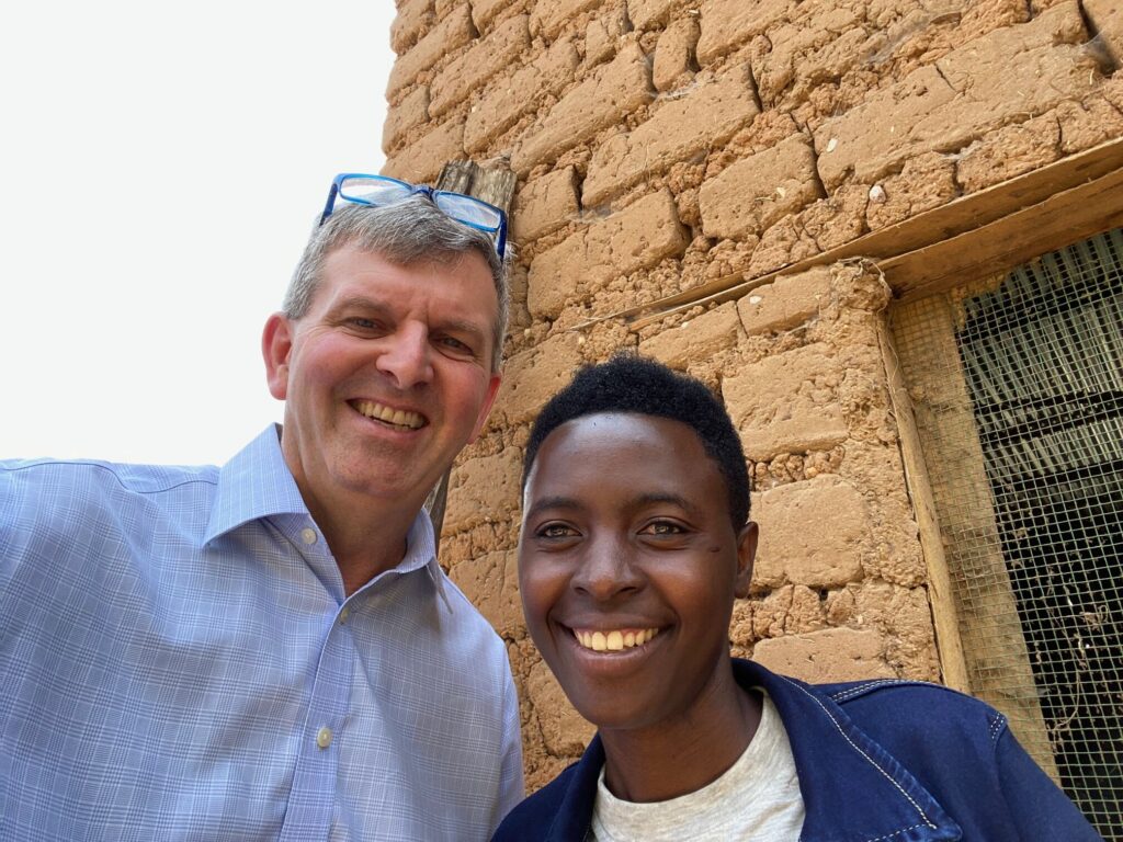 Eugenie Nyiransanzamahoro (right) with TechnoServe CEO Will Warshauer (left) in Rwanda.